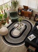 Alfombra moderna con borde negra Op-Art