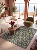Alfombra geométrica verde Honeycomb