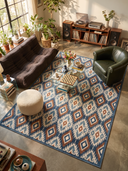 Alfombra Kilim Ikat azul marino