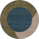 Alfombra Gilded verde geométrica con borde