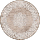 Alfombra clásica Ruby Passion Medallion beige con borde