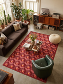 Alfombra geométrica roja Honeycomb