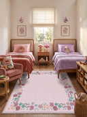 Alfombra infantil rosa Stroll in the Meadow con borde
