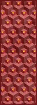 Alfombra geométrica roja Honeycomb