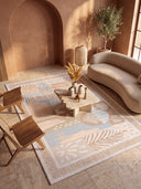 Abstract Primitive Cream Geometric Rug