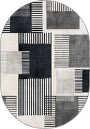 Alfombra geométrica Comb en blanco y negro