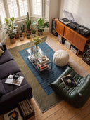 Gilded Green Geometric Bordered Rug