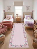 Alfombra infantil rosa Stroll in the Meadow con borde