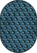 Alfombra geométrica azul Honeycomb