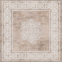 Alfombra clásica Ruby Passion Medallion beige con borde