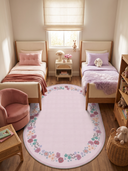 Alfombra infantil rosa Stroll in the Meadow con borde