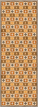 Alfombra Colorful Motifs naranja tipo Kilim
