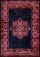 Alfombra clásica Ruby Passion Medallion rosa palo con borde