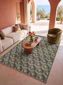Alfombra geométrica verde Honeycomb