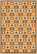 Alfombra Colorful Motifs naranja tipo Kilim