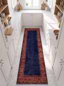 Alfombra clásica bordeada Ruby Passion azul marino