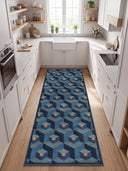 Alfombra geométrica azul Honeycomb