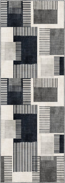 Alfombra geométrica Comb en blanco y negro