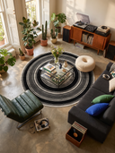 Alfombra moderna con borde negra Op-Art