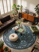 Mirrored Rose Blue Floral Classic Rug