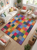 Alfombra moderna Rainbow Checkerboard