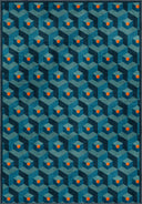 Alfombra geométrica azul Honeycomb