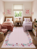 Alfombra infantil rosa Stroll in the Meadow con borde