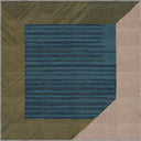 Alfombra Gilded verde geométrica con borde