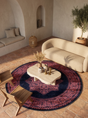 Alfombra clásica Ruby Passion Medallion rosa palo con borde