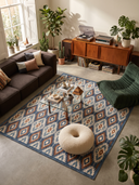 Alfombra Kilim Ikat azul marino