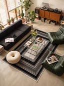 Alfombra moderna con borde negra Op-Art