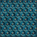 Alfombra geométrica azul Honeycomb