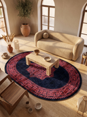 Alfombra clásica Ruby Passion Medallion rosa palo con borde