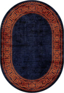 Alfombra clásica bordeada Ruby Passion azul marino