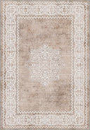 Alfombra clásica Ruby Passion Medallion beige con borde