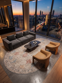 Alfombra vintage beige Ancient Sunburst