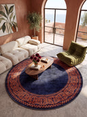 Alfombra clásica bordeada Ruby Passion azul marino