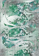 Alfombra floral verde Cherry Blossom Dance