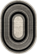 Alfombra moderna con borde negra Op-Art
