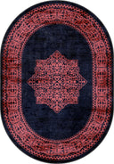 Alfombra clásica Ruby Passion Medallion rosa palo con borde
