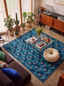 Alfombra geométrica azul Honeycomb