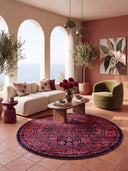 Alfombra clásica Ruby Passion Embroidery rosa empolvado con borde