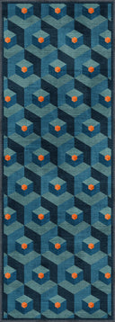 Alfombra geométrica azul Honeycomb