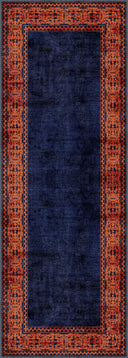Alfombra clásica bordeada Ruby Passion azul marino