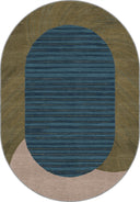 Alfombra Gilded verde geométrica con borde
